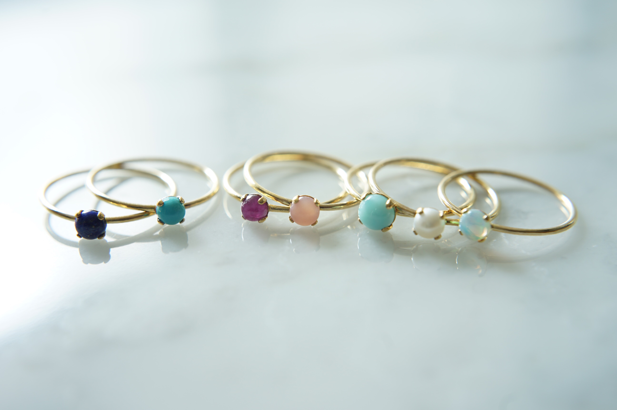 14kgf天然石リング【一粒カボションリング】ゴールドフィルド指輪