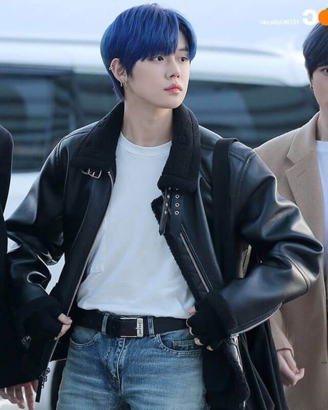 TXT Yeonjun Black Shearling Leather Jacket – AlexGear