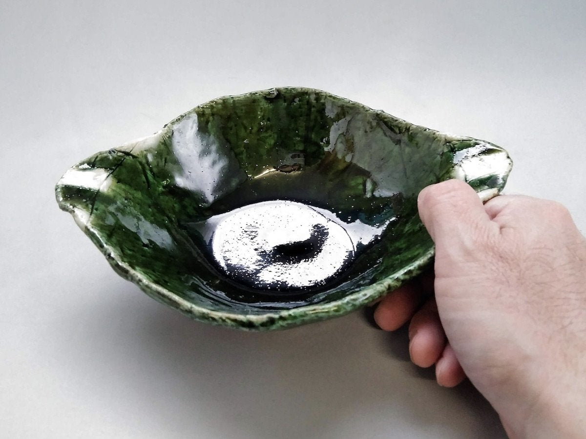 織部両耳ストライプ丸鉢【山本一仁】