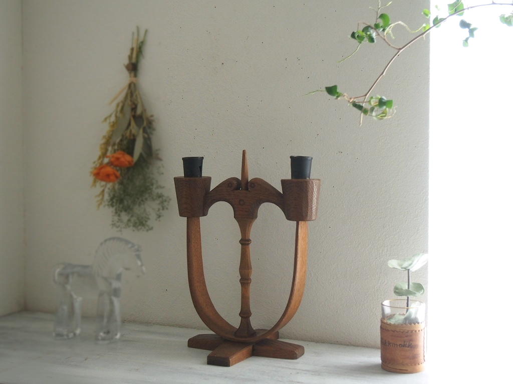 北欧ヴィンテージ雑貨 Taserudsstake 木製のキャンドルホルダー