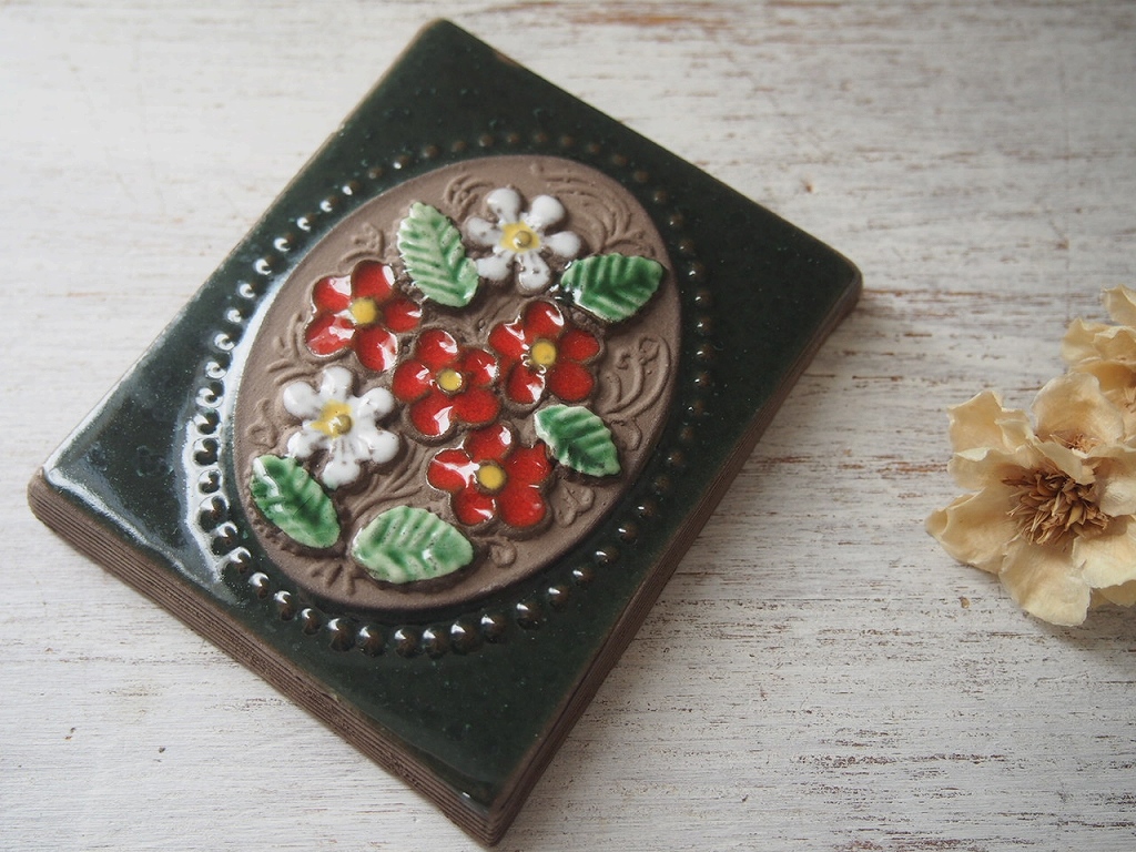 Jie Gantofta 陶板｜Aimo Nietosvuori｜スウェーデンヴィンテージ｜花