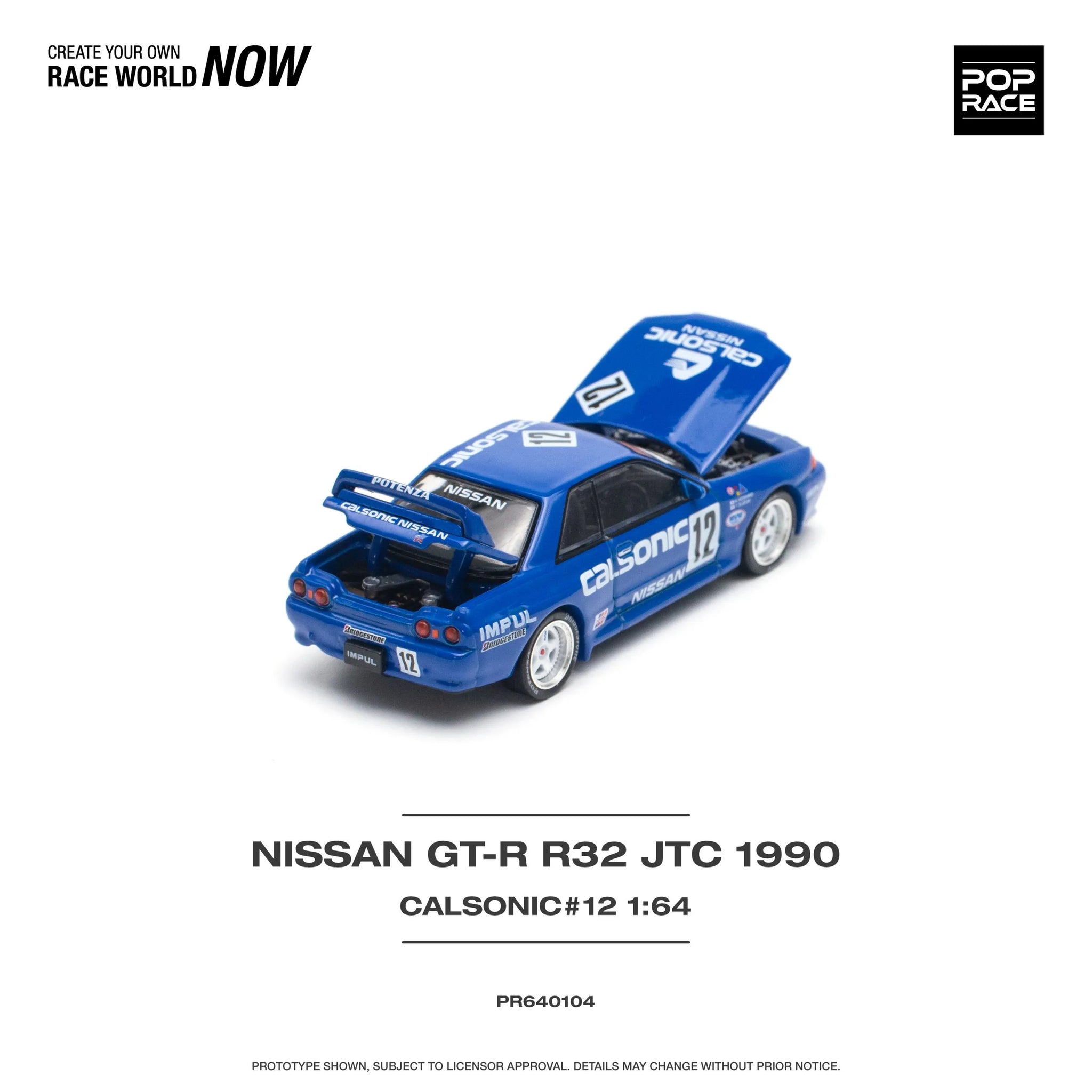 1:64 Nissan R32 Skyline GTR -- JTC 1990 Calsonic #12 -- Pop Race