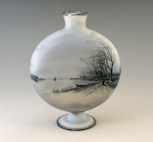 ドーム・ナンシー「オランダ景色 扁壺型花瓶」《アンティックかとう》