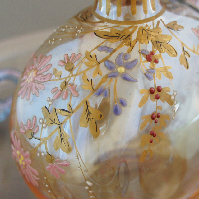 オールドバカラ「ラスター彩 草花文 リキュールセット」《アンティック