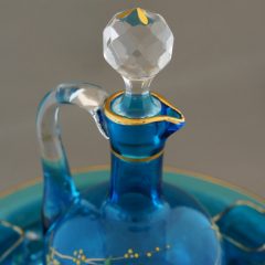 オールドバカラ「青色ガラス 草花文 リキュールセット」《アンティック