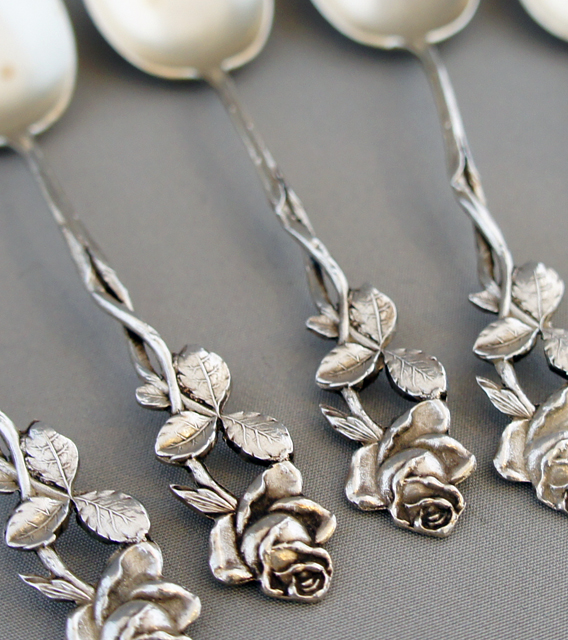 ドイツ「バラ装飾 スプーン5本セット」《アンティックかとう》