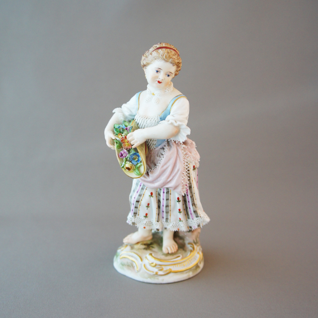 マイセン 花柄 靴型 小物入れ 陶器製 マイセン 花柄 靴型 小物入れ