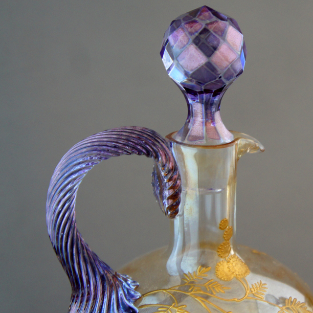 オールドバカラ「金彩 ラスター彩 草花文 リキュールセット