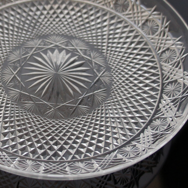 オールドバカラ「カット装飾 皿4枚セット 直径15.5cm」《アンティック