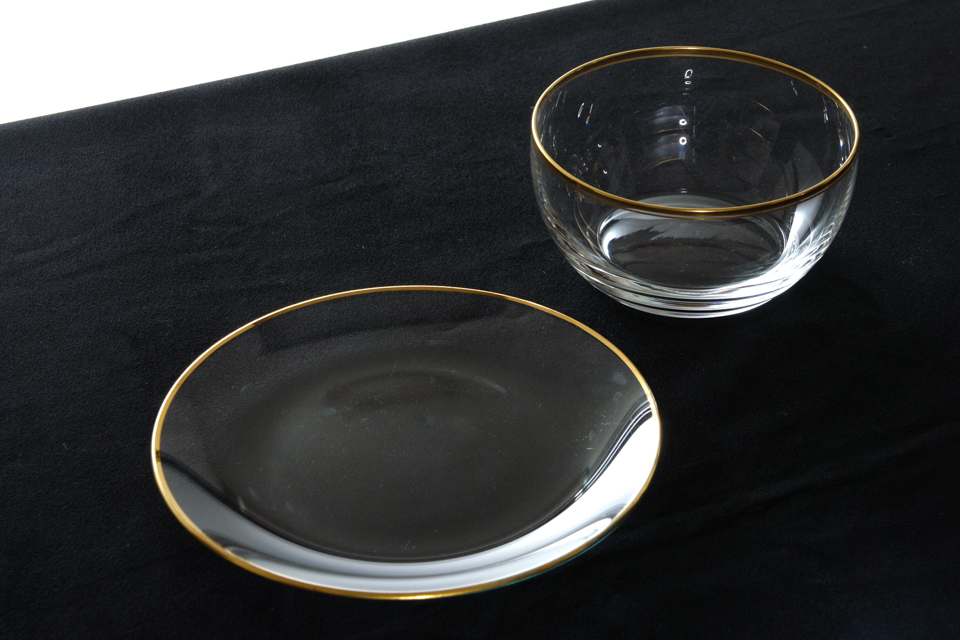 オールドバカラ「縁金彩 3.5寸鉢 4.5寸皿 鉢皿揃 8客組