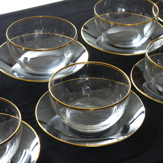 オールドバカラ「縁金彩 3.5寸鉢 4.5寸皿 鉢皿揃 8客組