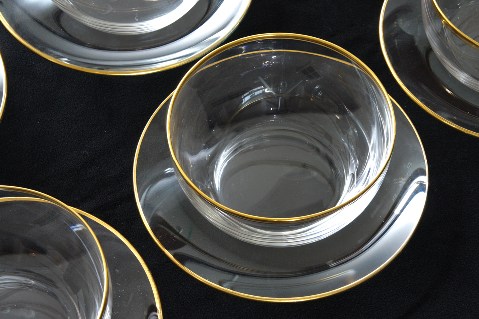 オールドバカラ「縁金彩 3.5寸鉢 4.5寸皿 鉢皿揃 8客組