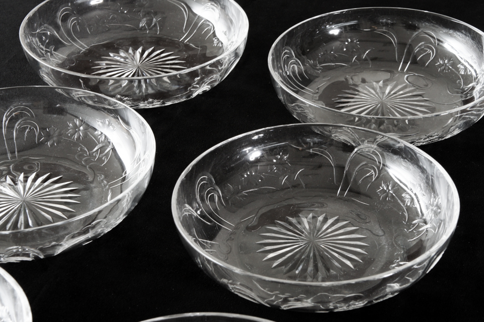 オールドバカラ「アールヌーボー 花文様 皿 6枚セット 直径15