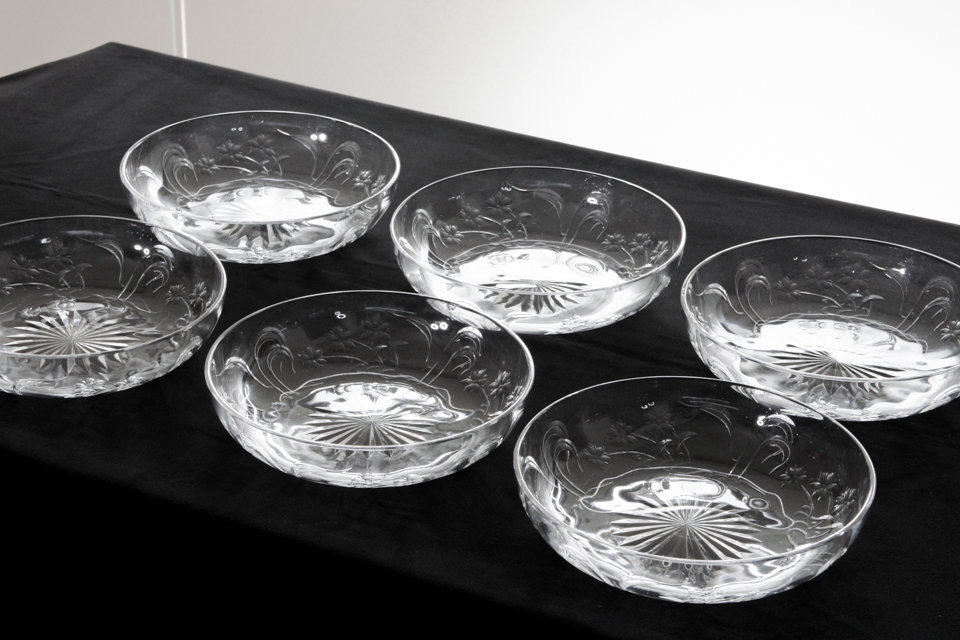 オールドバカラ「アールヌーボー 花文様 皿 6枚セット 直径15