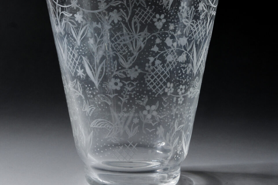 オールドバカラ「花鳥文様 花瓶」《アンティックかとう》