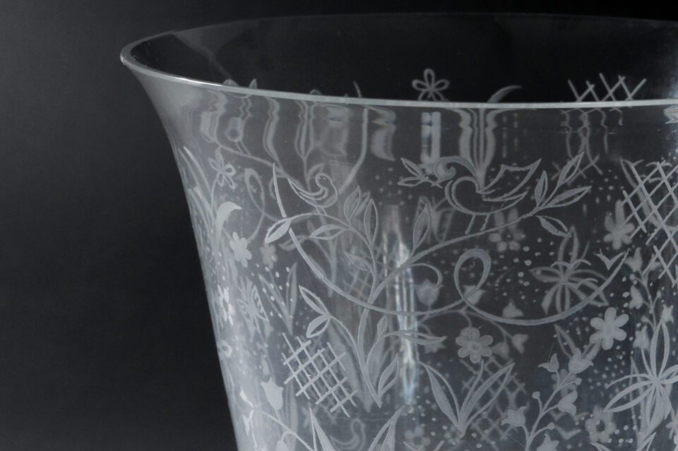 オールドバカラ「花鳥文様 花瓶」《アンティックかとう》