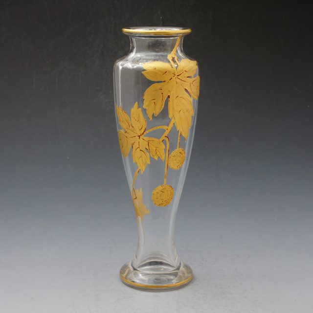 オールドバカラ「金彩 プラタナス文様 花瓶」《アンティックかとう》