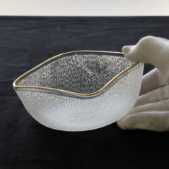 オールドバカラ「波間 地文様 角鉢(縁金彩) 2客セット」《アンティック