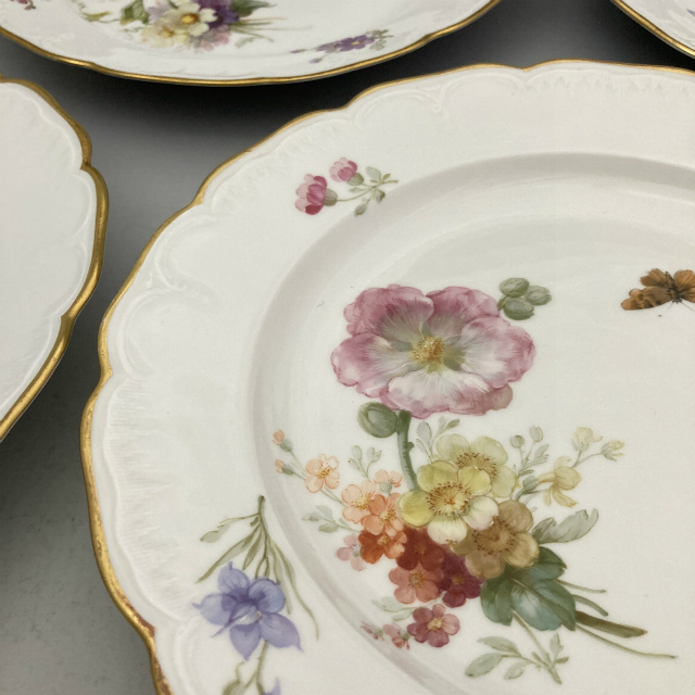 KPM ベルリン「KPM窯 花蝶文 皿（直径24.5cm）6枚セット