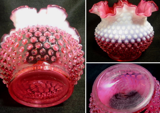 FENTONフェントン ホブネイル クランベリーオパールセント フラワー