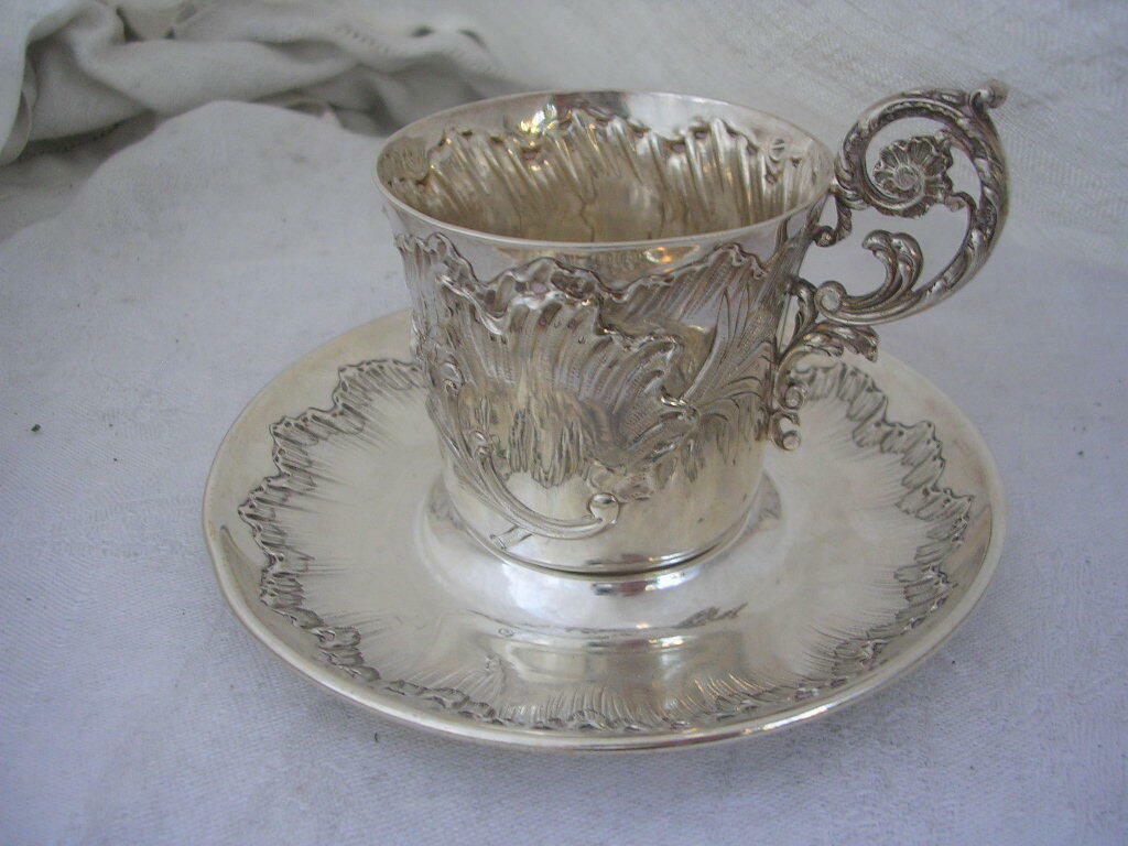 ピュイフォルカ、シルバーミネルヴァ刻印 カップ&ソーサーセット