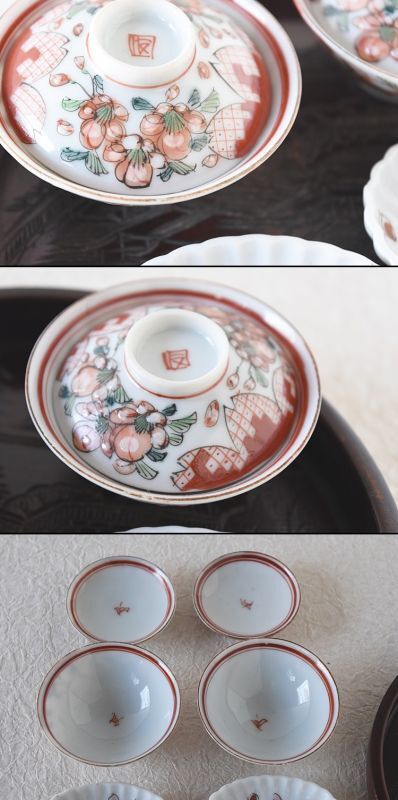 古い雛道具 お茶碗 小皿 蕎麦猪口 お盆のセット - 生活骨董と古布の