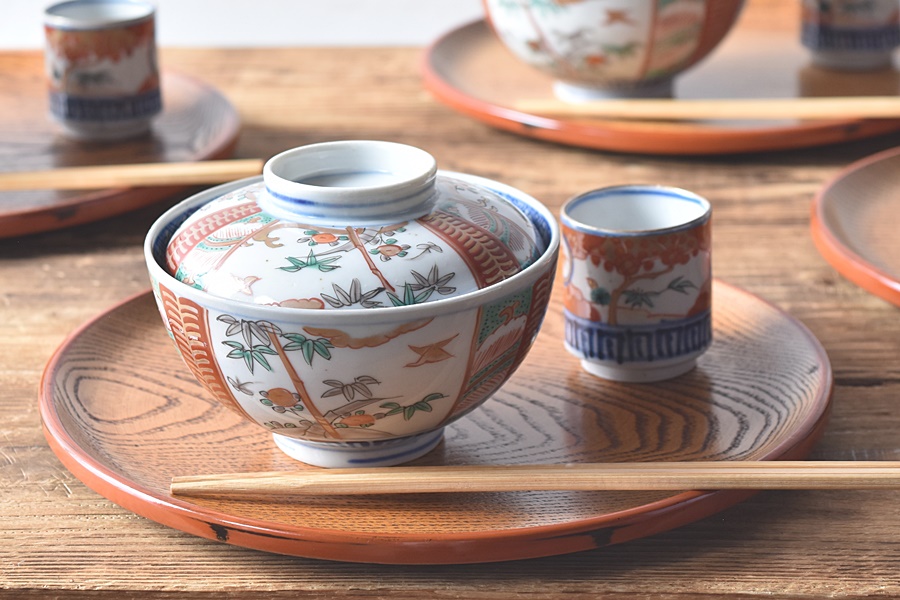 天然木製漆塗 欅 仁取形 丸盆 5枚セット - 生活骨董と古布の