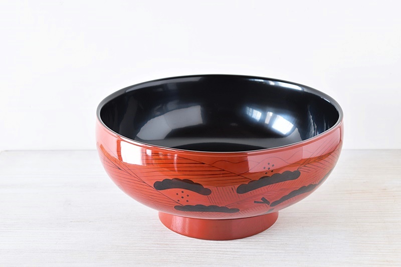 天然木製漆塗 初瀬川柳庵造 柳庵好 漆鉢 大鉢 朱塗り - 生活骨董と古布