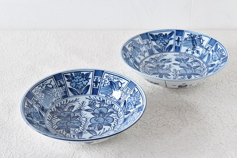 源右衛門 染付芙蓉手 皿 2枚セット 舘林源右衛門 - 生活骨董と古布の