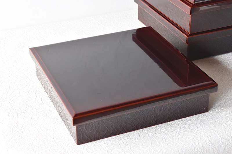 天然木製漆塗 輪島塗 溜塗 懐石弁当 松花堂弁当箱 4客セット - 生活