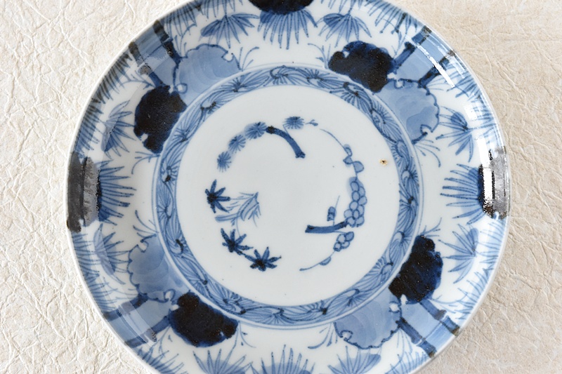 古伊万里 染付 竹に降る雪 太明年製文 五寸皿 - 生活骨董と古布の