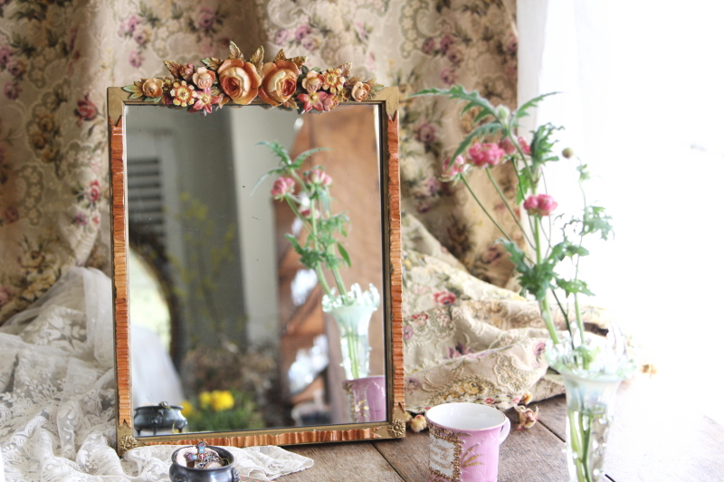 アンティークバーボラミラー 薔薇 イギリス アンティークストリュフ