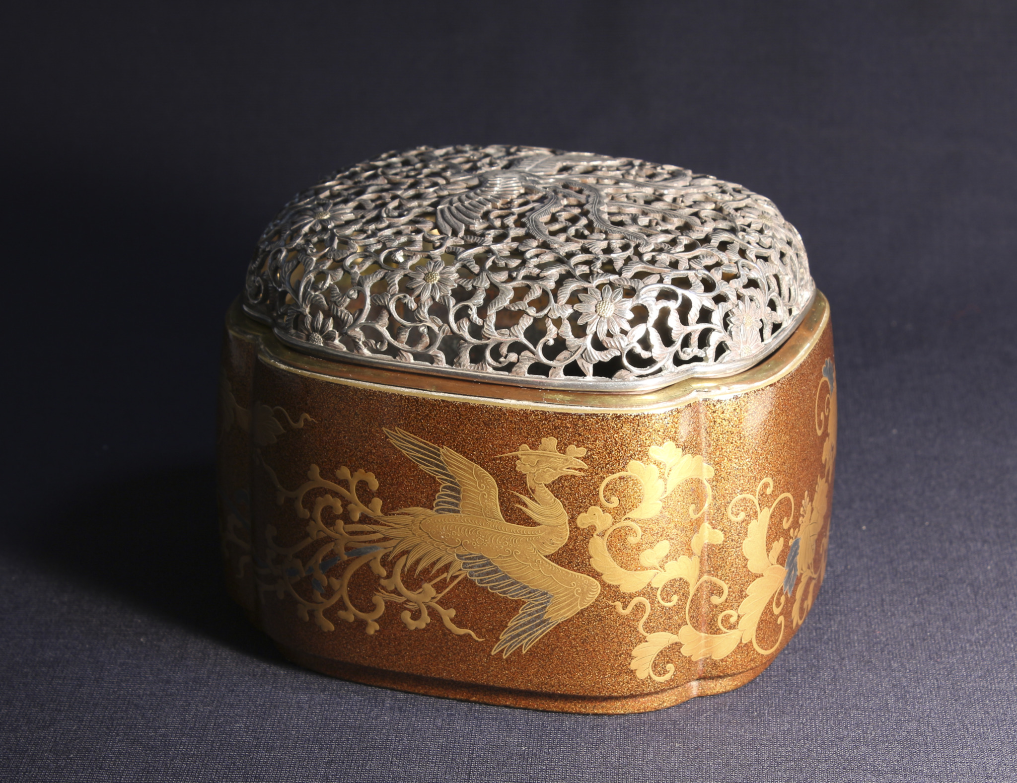 金蒔絵鳳凰図木瓜形香炉 - 古好屋