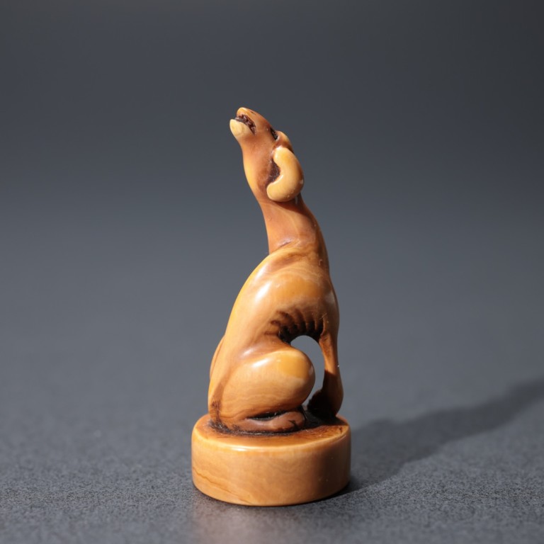 牙彫 洋犬根付 - 古好屋