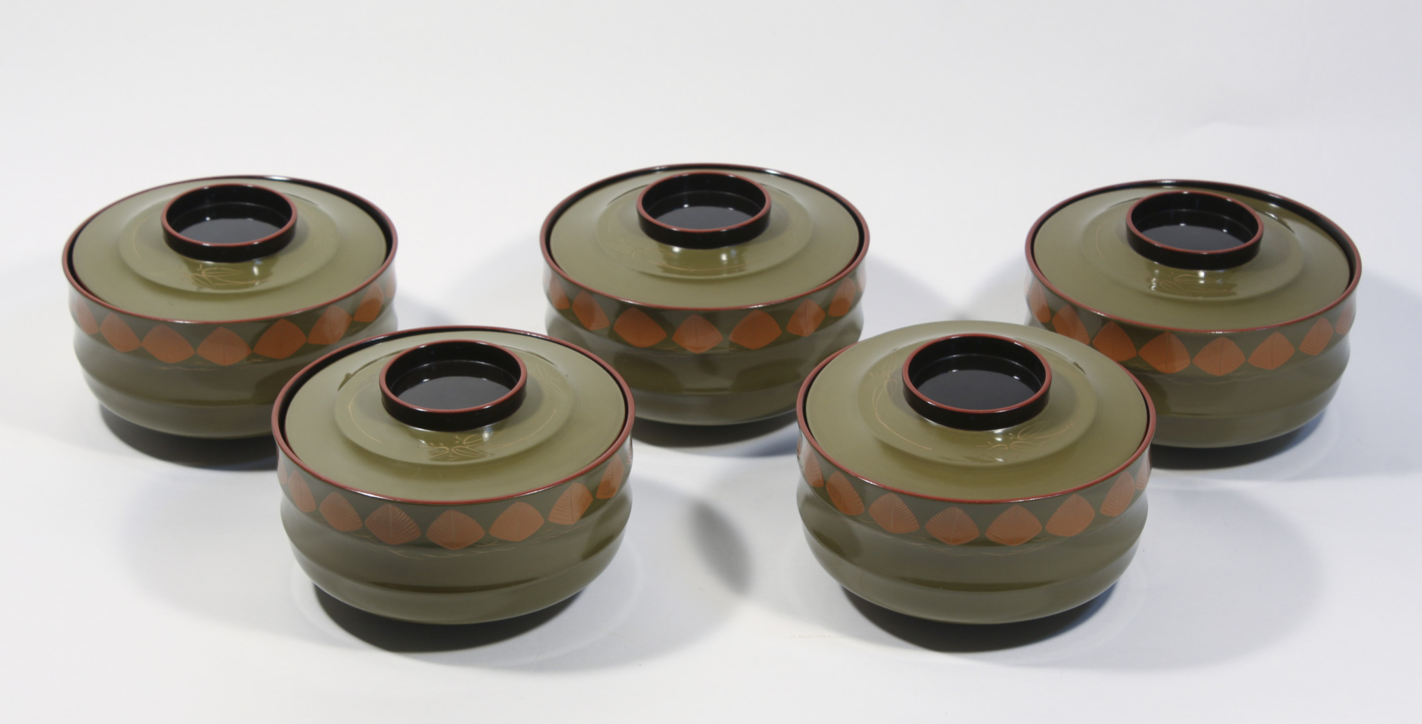 前大峰・竹園自耕・大﨑庄右エ門合作 輪島塗椀（5客セット） - 古好屋