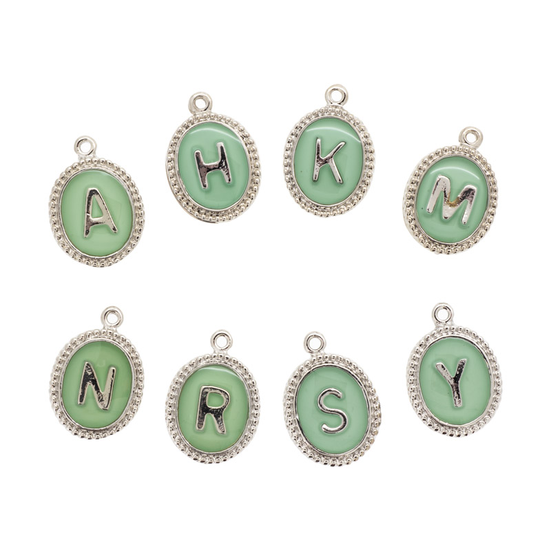 アルファベットチャーム（ミントグリーン・S）|H1738S|11×16mm