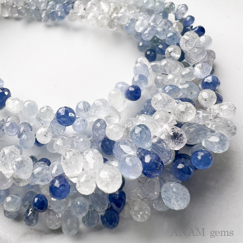 セイロン ブルー＆ホワイトサファイア ドロップカット｜夏に映える