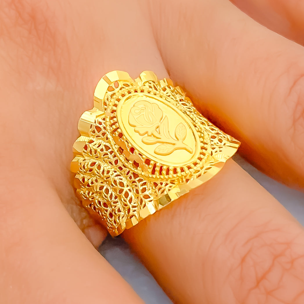Plush Flower 21k Gold Ring – Andaaz Jewelers