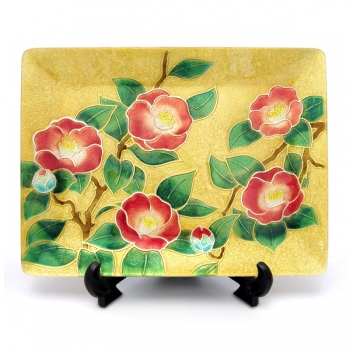 飾皿・18×24 金地椿「安藤七宝店オンラインショップ」