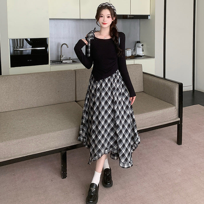 大きいサイズ レディース｜クラシカルムードのリボンチェック