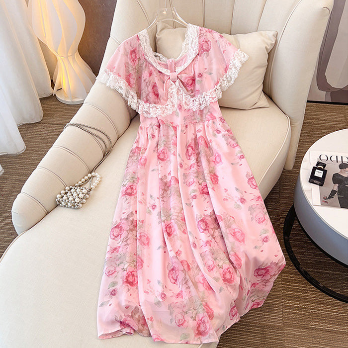 大きいサイズ レディース｜ローズブーケ・レースリボンワンピース(3L