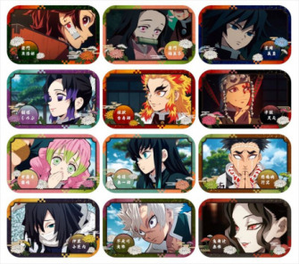 鬼滅の刃」煉獄杏寿郎ら“柱”9人勢ぞろい！ 丸くて四角い、鬼滅缶バッチ