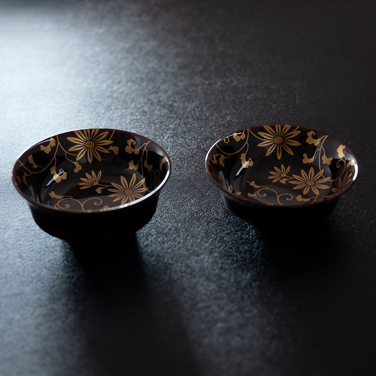 京漆器 四つ椀 溜 菊唐草 蒔絵 高級漆器 | 遊部工芸株式会社 | 京都の