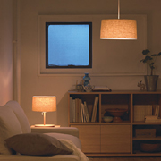 無印良品、麻シェードを使ったLEDスタンドライトとフロアライト - 家電