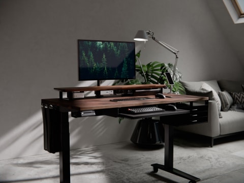 PREDUCTS、天板裏レールが5本に増えた新型天板。FlexiSpot E7H専用