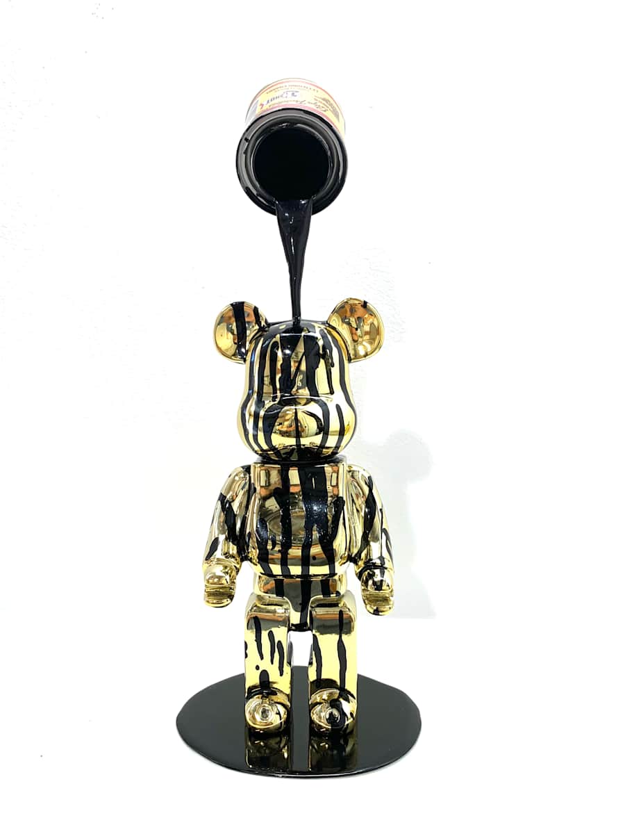 Happy Accident - Bearbrick (Black on Gold) from the collection of