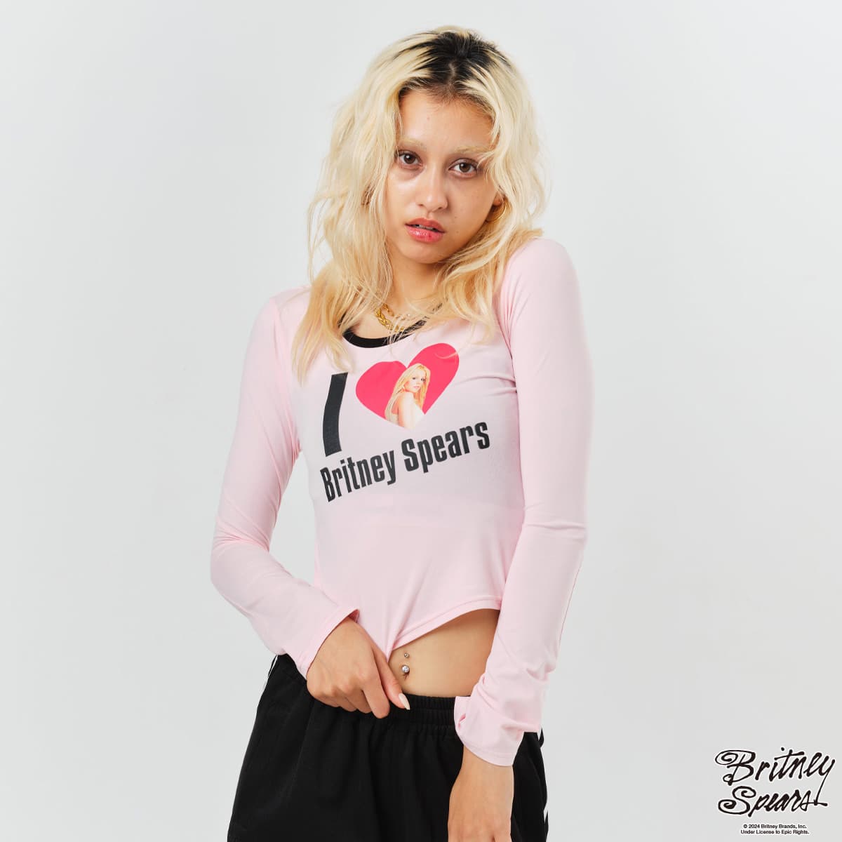 atmos pink x Britney Spears I LOVE Britney LS T-shirt PINK