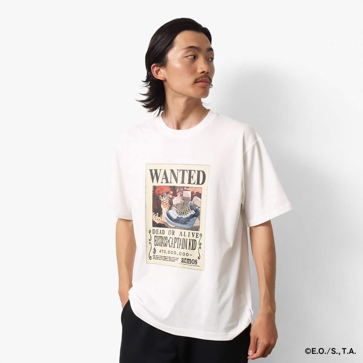 atmos × ONE PIECE WANTED POSTER T-SHRTS WHITE×KID（アトモス