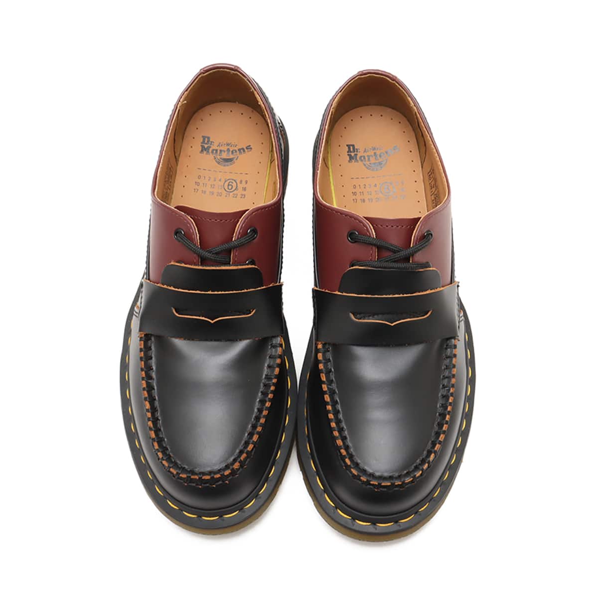MM6 x Dr. Martens 1461 PENTON - MASH UP Oxblood Red/Black