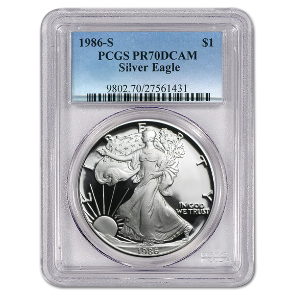 Certified Proof Silver Eagle 1986-S PR70DCAM PCGS - Golden Eagle Coins